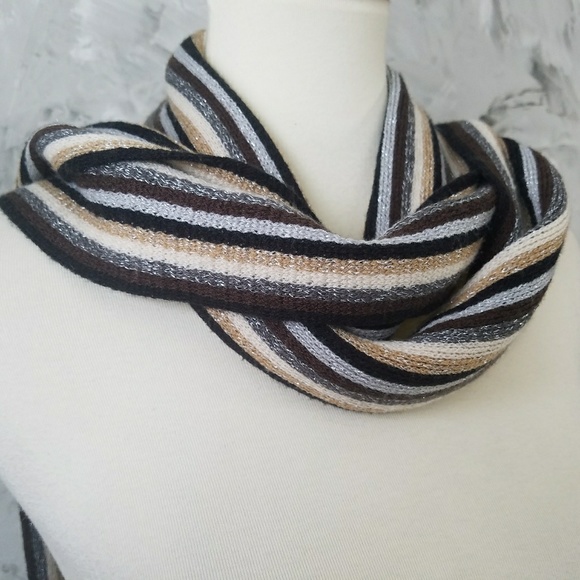 Accessories | Black Gold Silver Knit Scarf | Poshmark